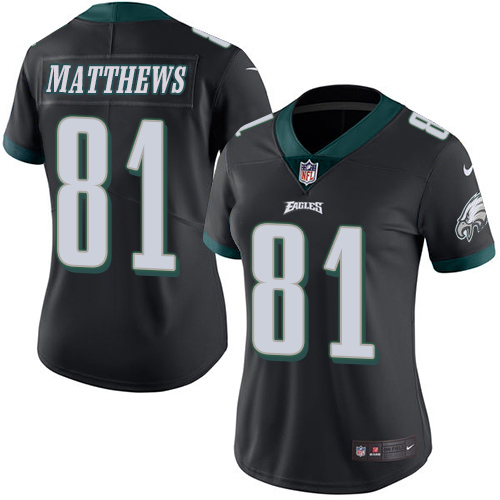 Women's Limited Jordan Matthews Nike Jersey Black - #81 Rush NFL Philadelphia Eagles